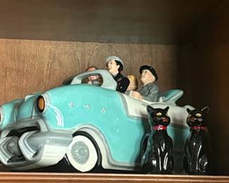 Clay Art Cruisin Cats Ceramic Car Cookie Jar