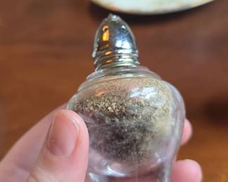 Glass Salt and Pepper Shakers with Silvertone Tops second image