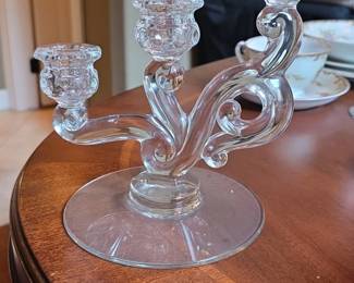Cambridge Glass  or Corinth Line  Diane Etch Triple Candelabra
