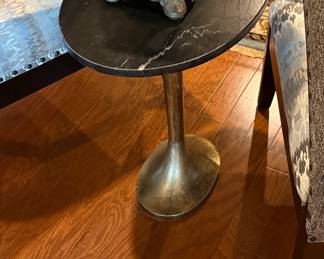 Black Marble Top Pedestal Side Table