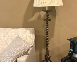 Ornate Barley Twist Floor Lamp with Pleated Shade