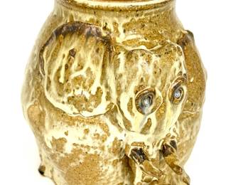 Vintage Glazed Handmade Ceramic Elephant Cookie Jar 