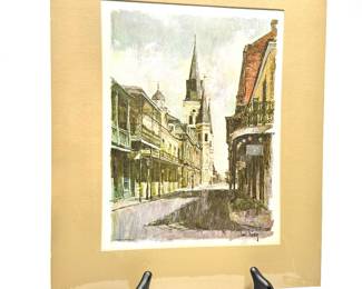 1968 Don Davey Print of New Orleans St. Louis Cathedral 