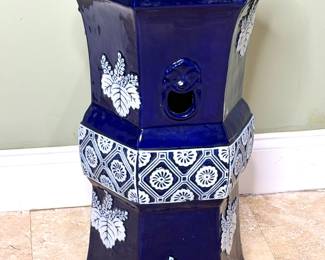 Blue and White Ceramic Garden Stool 