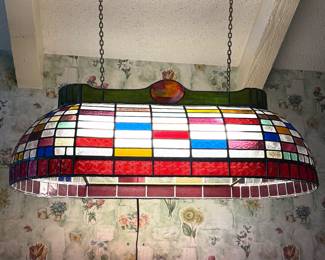 Hand Made Stained Glass Hanging Pool Table Style Ceiling Light 1 