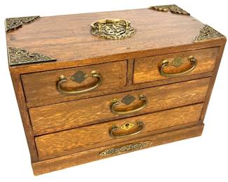 Vintage Japanese Tansu Jewelry Box 