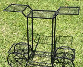 Black Metal Flower Stand Cart 
