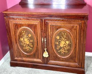 Antique Floral Design Solid Wood Sideboard 
