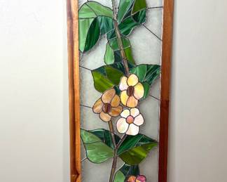 Hand Made Flower Stained Glass Panel 1 