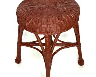 Vintage Victorian Wicker Vanity Stool 