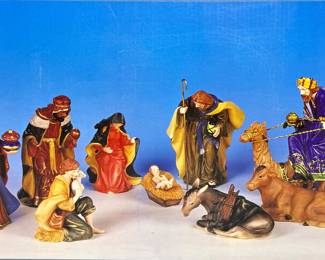 10pc Ceramic Nativity Scene with Original Box 