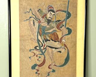 Vintage Chinese Warrior Artwork Hand Painted in Korea 