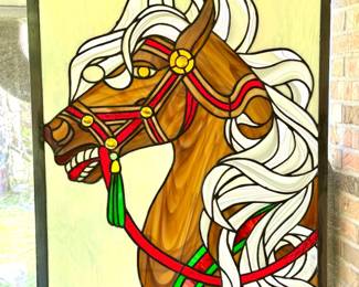 Gorgeous Hand Made Stained Glass Horse Panel - Whirlygirl Pattern 
