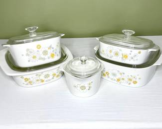 5 Piece “Floral Bouquet” Corning Ware Lidded Dish Set 