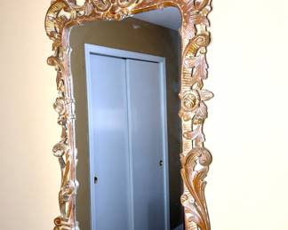 Vintage Ornate Carved Wood Mirror 