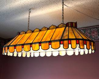 Hand Made Stained Glass Hanging Pool Table Style Ceiling Light 2 
