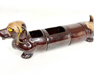 MCM Ceramic Weiner Dog Condiment Holder and Salt and Pepper Shakers 