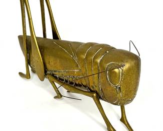 Vintage Large Brass Grasshopper Sculpture by CBK in Korea 