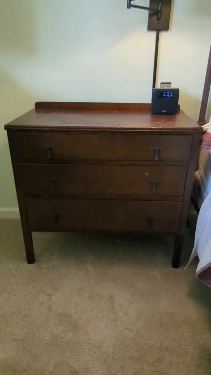 Antique Oak ThreeDrawer Dresser with Ornate Pulls