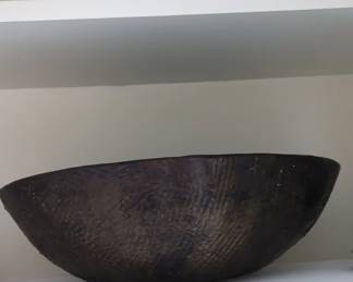 Large HandCarved African Wooden Bowl second image