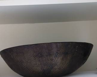 Large Hand-Carved African Wooden Bowl