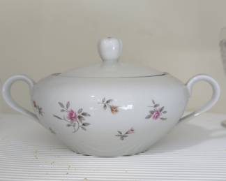 Porcelain Sugar Bowl with Floral Motif