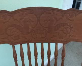 Victorian Style Carved Oak Rocking Chair with Cane Seat second image