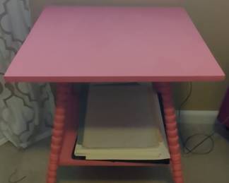 Pink Bobbin Leg Side Table