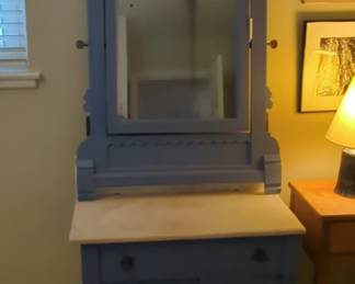 Victorian Blue Painted Washstand with Mirror
