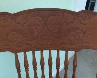 Victorian Style Carved Oak Rocking Chair with Cane Seat