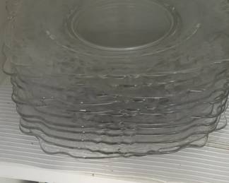 Clear Glass Square Dessert Plates with Floral Embossed Scalloped Edge second image