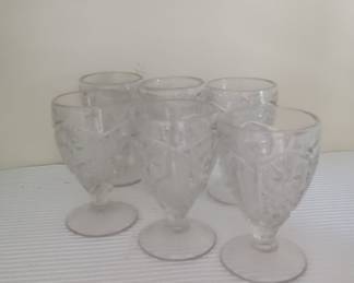 Set of 6 Pressed Glass Footed Goblets