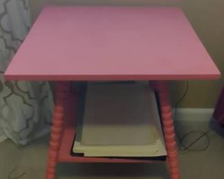 Pink Bobbin Leg Side Table
