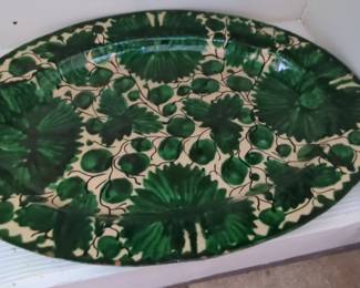 Vintage Bordallo Pinheiro Green Leaf Oval Platter