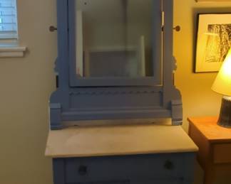 Victorian Blue Painted Washstand with Mirror