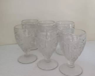 Set of Pressed Glass Footed Goblets