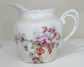 Hand-Painted Porcelain Pitcher with Floral Motif