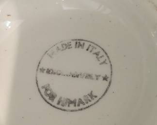 Italian Ceramic Serving Bowl with Blue Rim