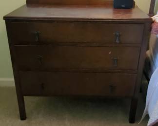 Antique Oak ThreeDrawer Dresser with Ornate Pulls