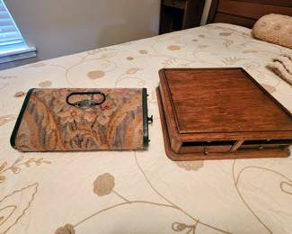 Antique carriage foot warmer, Oak dresser box