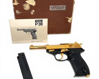 Walther P38 9mm Semi-Auto Pistol Gold Finish w/ Original Box & Manual