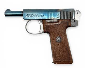 Early 20th Century Webley & Scott Ltd Model 1908 .32 ACP Automatic Pocket Pistol