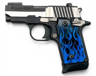 SIG SAUER P238 Equinox .380 ACP Two-Tone Pistol w/ Night Sights & Custom Blue Flame Grips