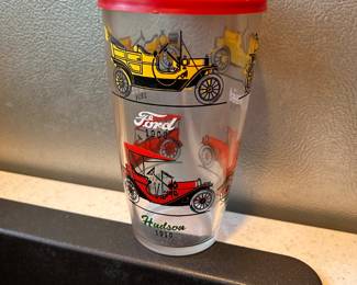 Vintage Hazel Atlas Antique Cars Glass Cocktail Shaker - 1960s