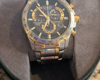 Citizen Men's Eco-Drive Perpetual Chrono A-T watch, model AT4004-52E. 