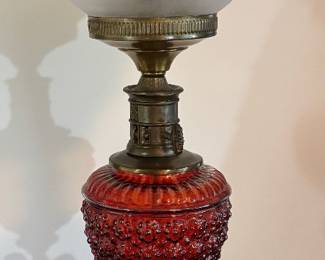 Red Glass Hurricane Lamp