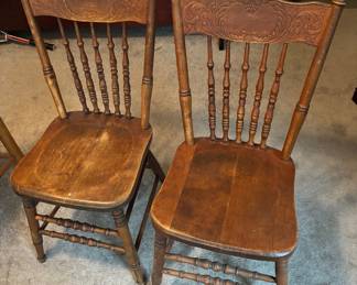 Pressed Back Oak Pair