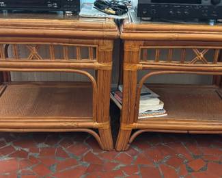 Pair of Rattan Tables