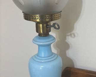 Blue Glass Hurricane Lamp