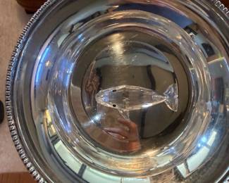 Sterling bowl and Swarovski whale